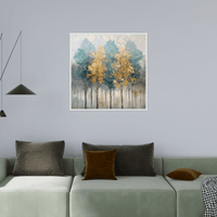 Young forest golden reflection at autumn - ArtDeco Canvas